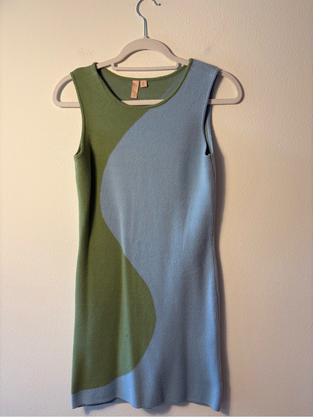 Cider Land and Sea Retro Blue Green Knit Mini Dress Medium